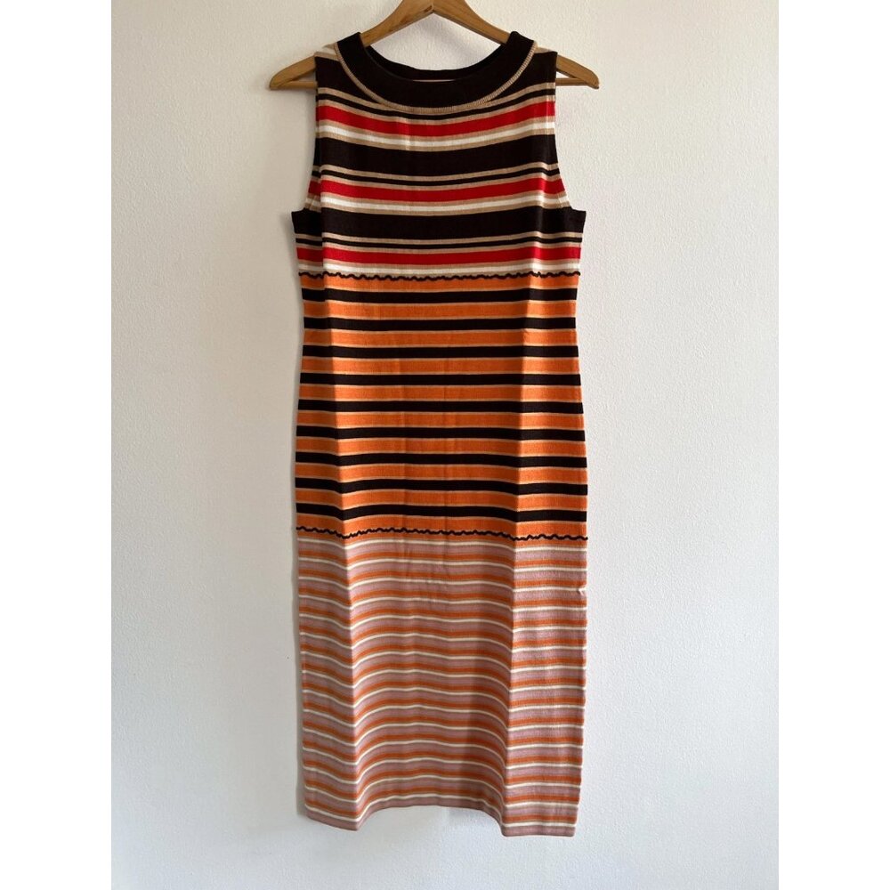 Uniqlo x MARNI Merino Blend Striped Dress Brown & Orange Stripes